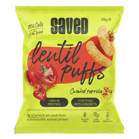 Saved Smoked Paprika Lentil & Cricket Puffs 25g (Pack of 18)