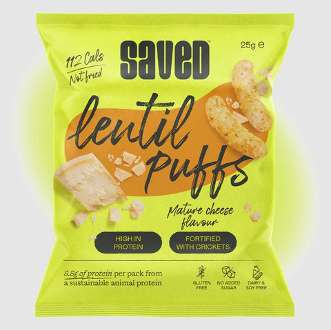 Saved Mature Cheese Lentil & Cricket Puffs 25g (Pack of 18)