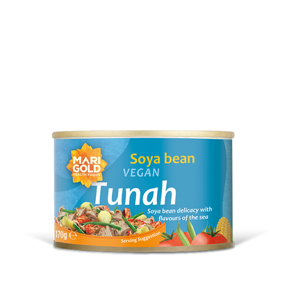 Marigold Vegan Tunah Soya Bean Tuna Alternative | High Protein, Ready to Eat, Plant-Based, 170g (Pack of 12)