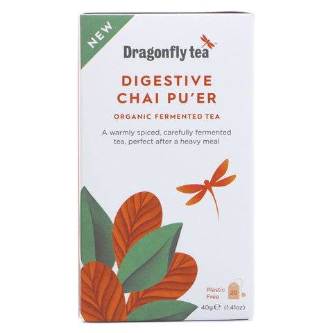Dragonfly Tea Chai Pu'er Digestive Tea Organic 20 Bags (Pack of 4)