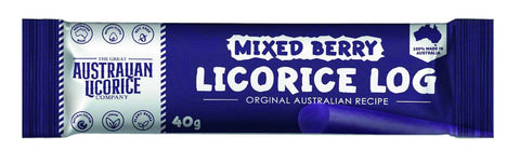 The Great Australian Licorice Mixed Berry Liquorice Log 40g (Pack of 25)