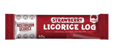 The Great Australian Licorice Strawberry Liquorice Log 40g (Pack of 25)