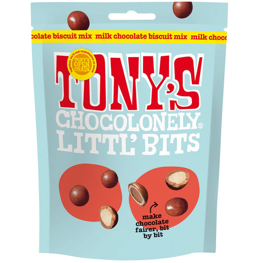 Tony's Chocolonely Littl' Bits Milk Choc Biscuit 100g (Pack of 8)