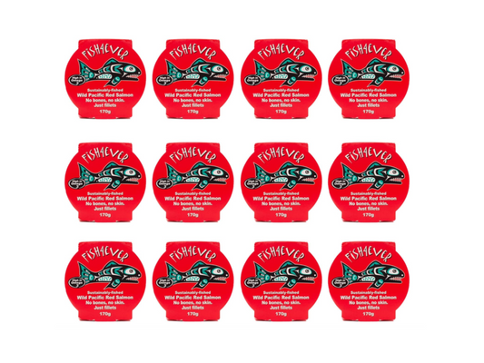 Fish 4 Ever | Red Pacific Wild Salmon In Brine Filleted, 170g (Pack of 12)