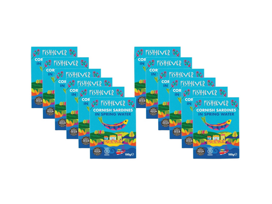 Fish 4 Ever Cornish Sardines in Spring Water 100g Gluten-Free, High in Omega-3, 100g (Pack of 12)