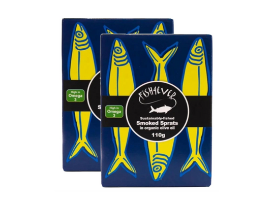 Fish 4 Ever | Smoked Sprats In Organic Extra Virgin Olive Oil, 110g (Pack of 2)