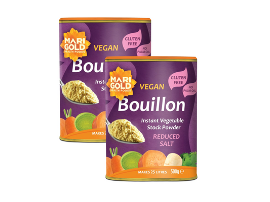 Marigold Vegan Bouillon Instant Vegetable Stock Powder Reduced Salt, 500g (Pack of 2)
