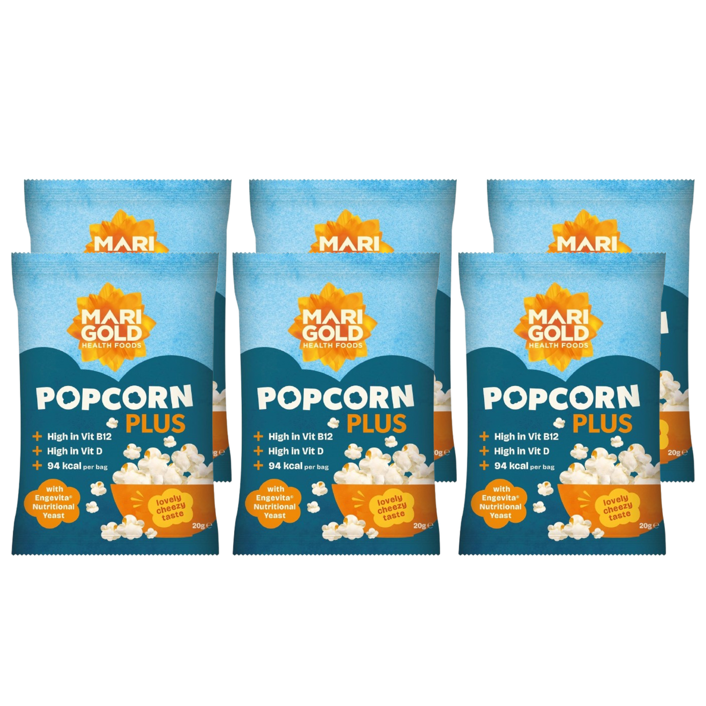 Marigold Popcorn Plus with Engevita Nutritional Yeast 20g (Pack of 6)