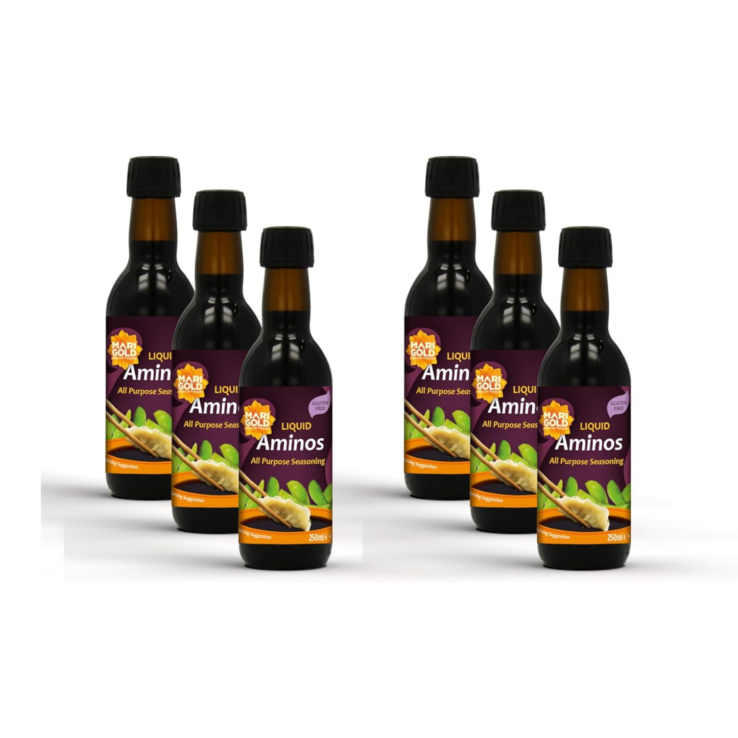 Marigold Liquid Aminos All Purpose Seasoning - Vegan & Gluten Free - 250ml (Pack of 6)