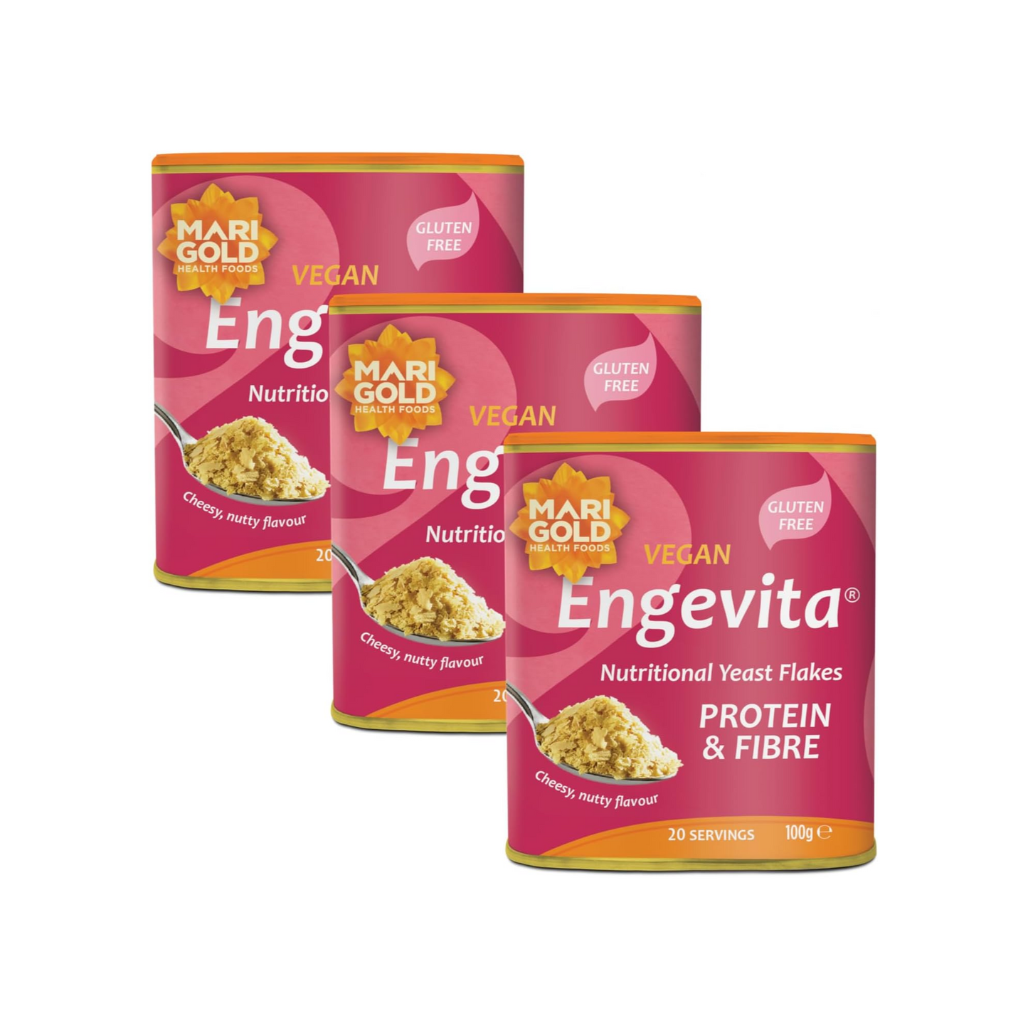 Marigold Vegan Engevita Nutritional Yeast Flakes with Protein & Fibre, 100g (Pack of 3)
