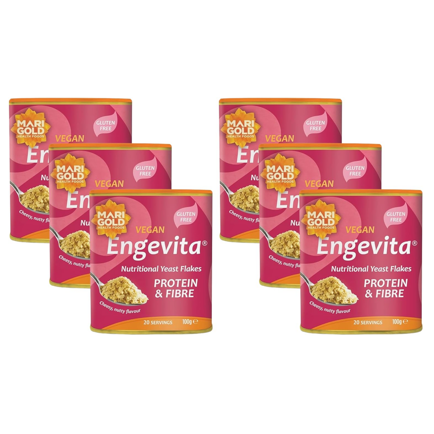 Marigold Vegan Engevita Nutritional Yeast Flakes with Protein & Fibre, 100g (Pack of 6)