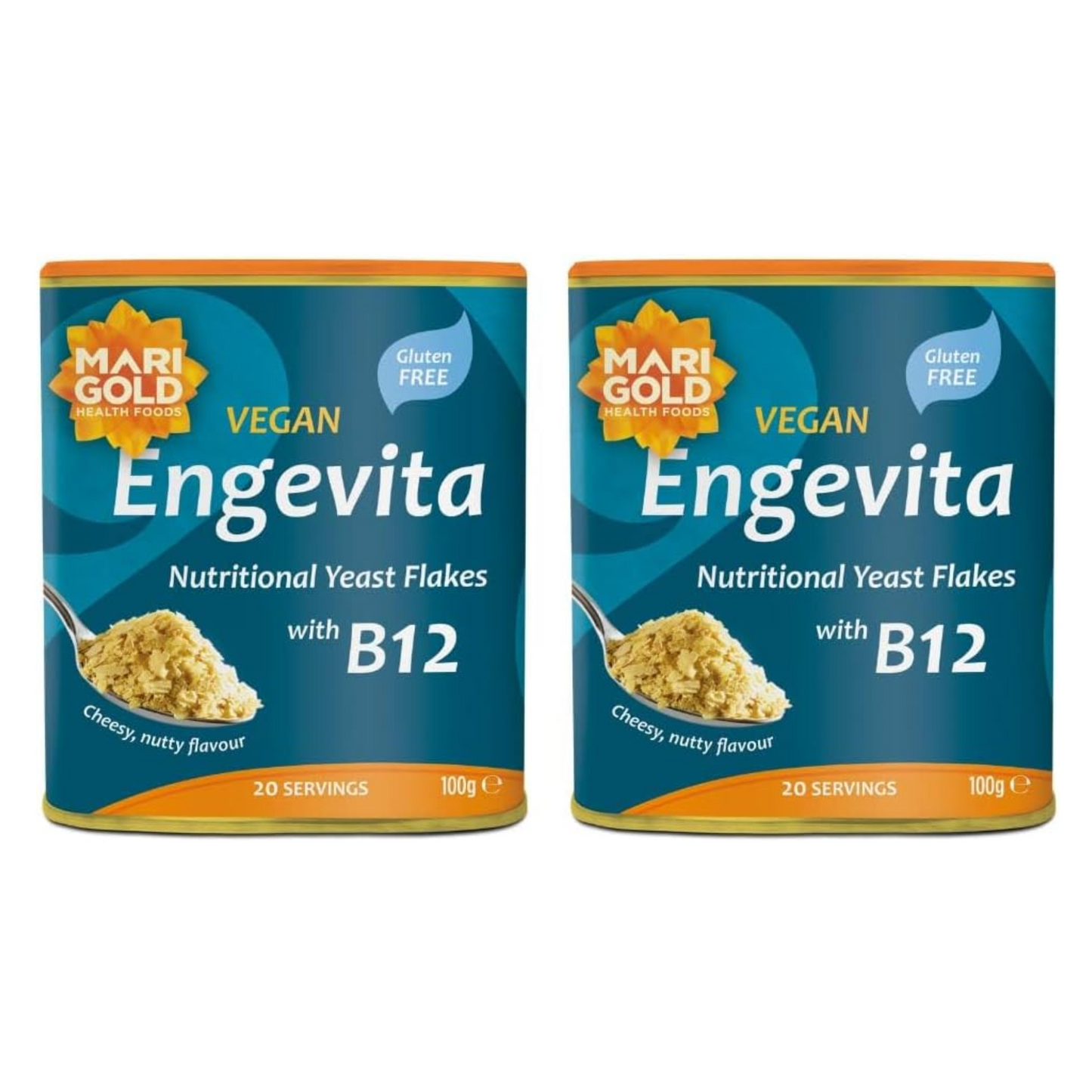 Marigold Vegan Engevita Nutritional Yeast Flakes with Vitamin B12, 100g (Pack of 2)