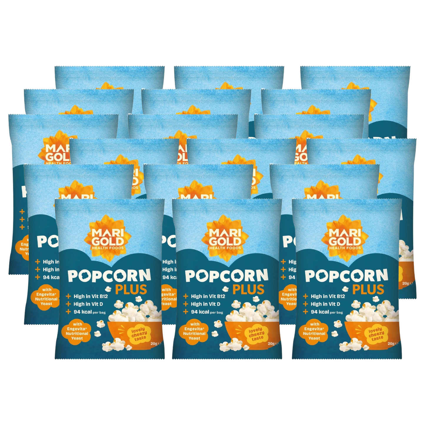 Marigold Popcorn Plus with Engevita Nutritional Yeast 20g (Pack of 18)