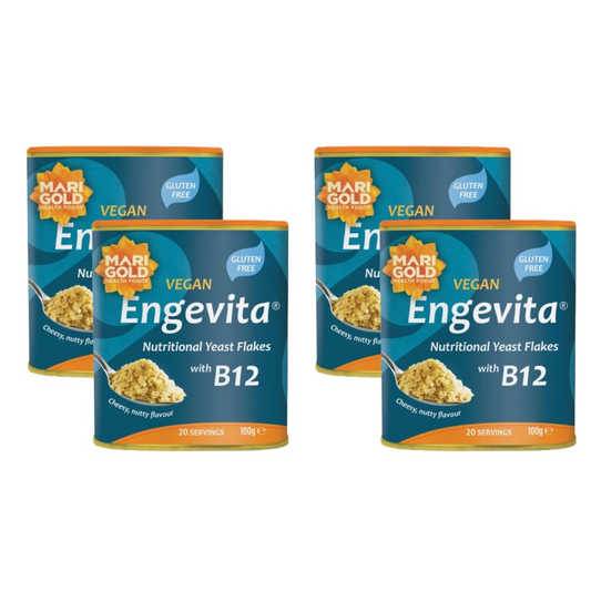Marigold Vegan Engevita Nutritional Yeast Flakes with Vitamin B12, 100g (Pack of 4)