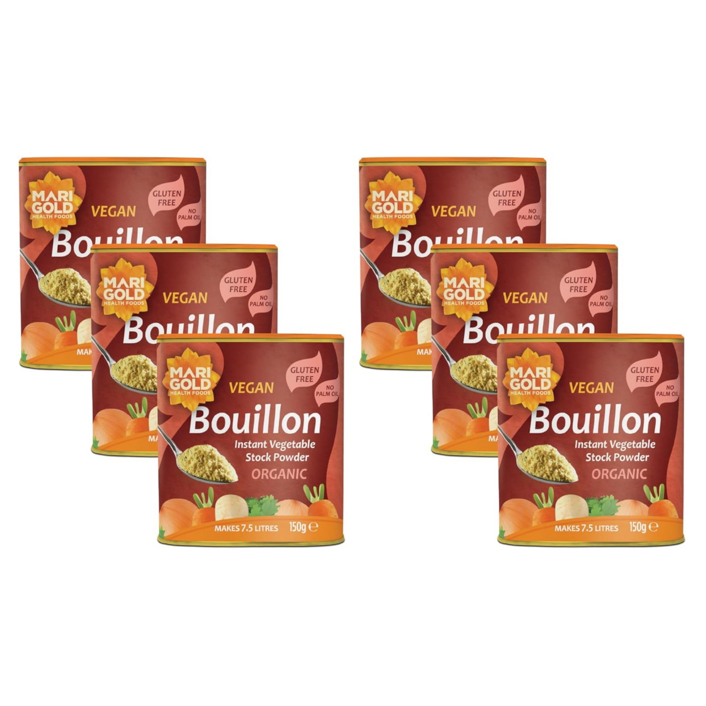 Marigold Vegan Bouillon Instant Vegetable Stock Powder Organic, 150g (Pack of 6)