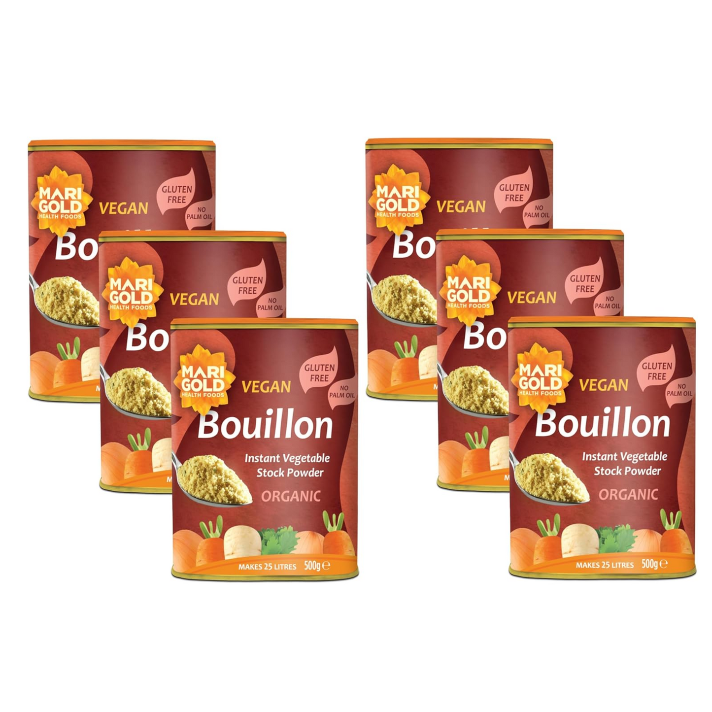 Marigold Vegan Bouillon Instant Vegetable Stock Powder Organic, 500g (Pack of 6)