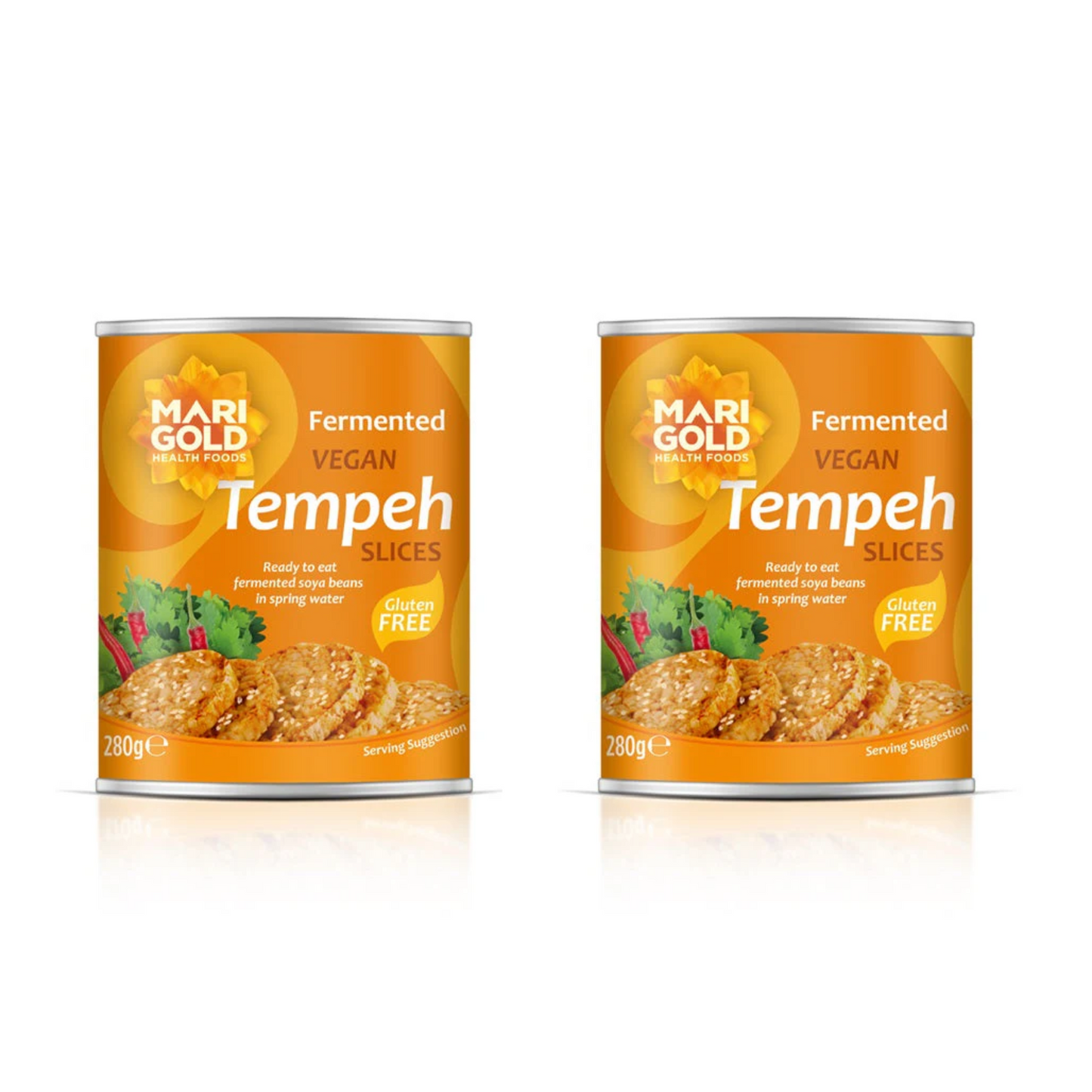 Marigold Fermented Vegan Tempeh Slices, Ready to Eat High Protein, Plant-Based, Mild Flavour, 280g (Pack of 2)