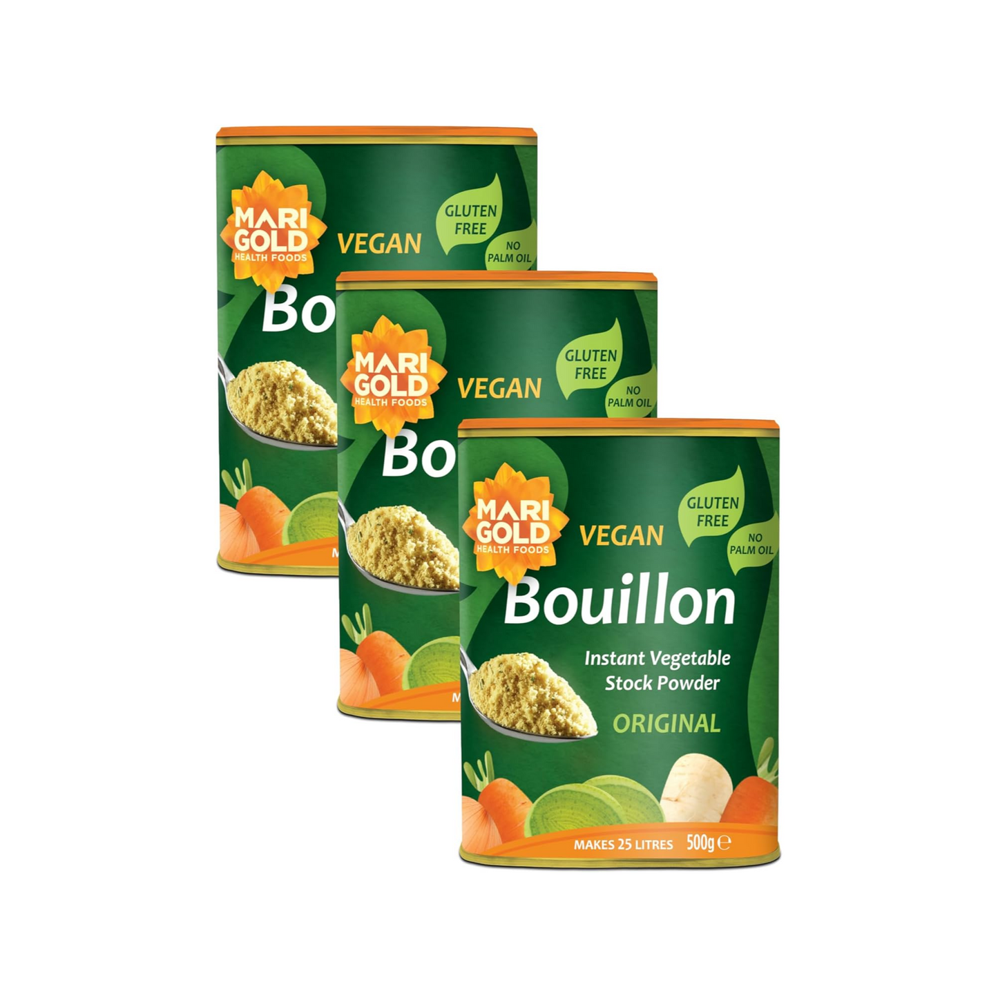 Marigold Vegan Bouillon Instant Vegetable Stock Powder Original, 500g (Pack of 3)