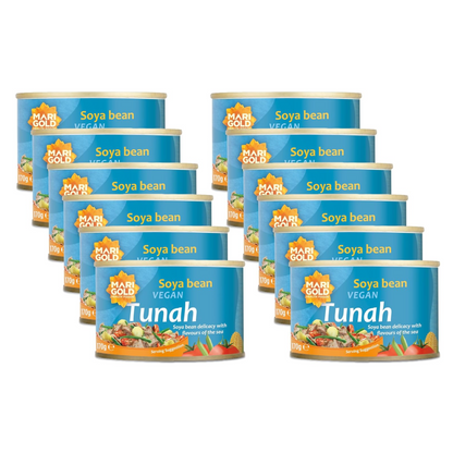 Marigold Vegan Tunah Soya Bean Tuna Alternative | High Protein, Ready to Eat, Plant-Based, 170g (Pack of 12)