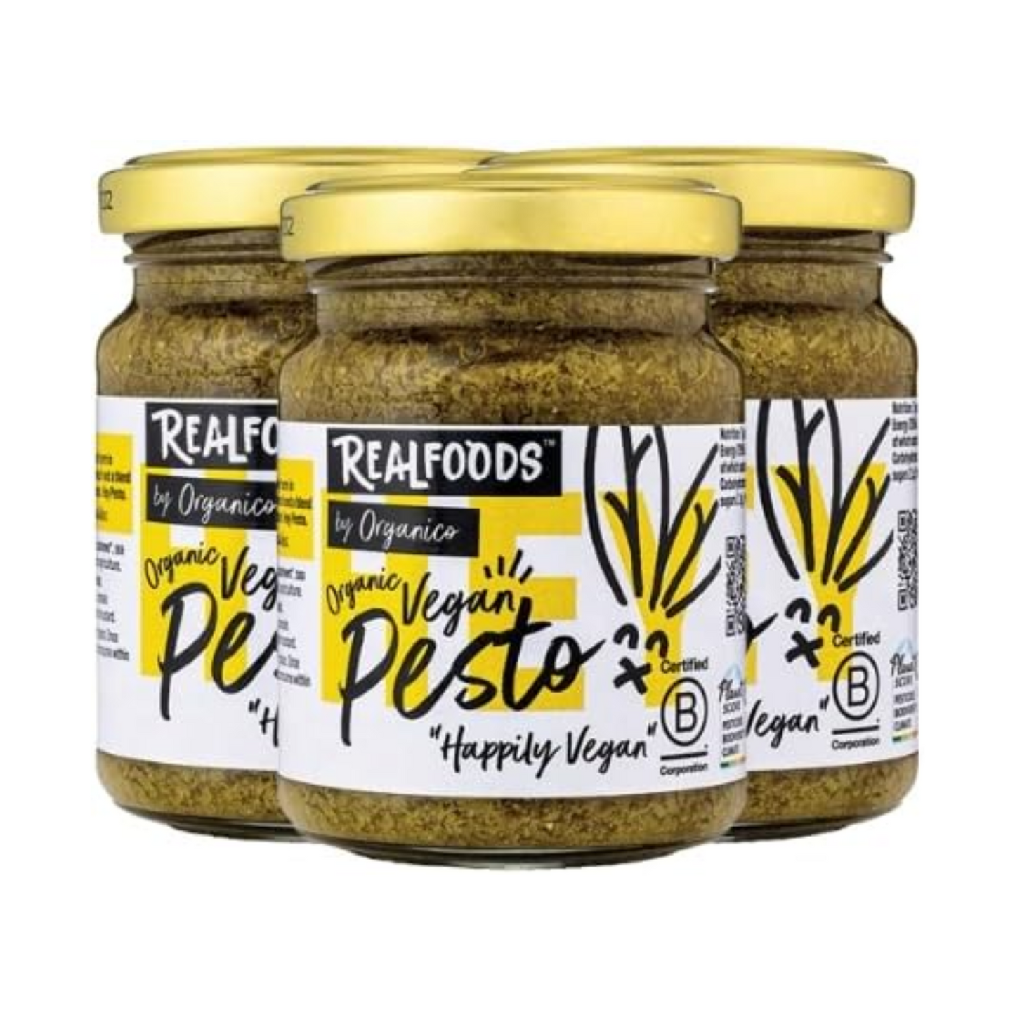 Realfoods by Organico | Organic Genovese Pesto, Ideal for Pasta & breadsticks, 120g (Pack of 3)