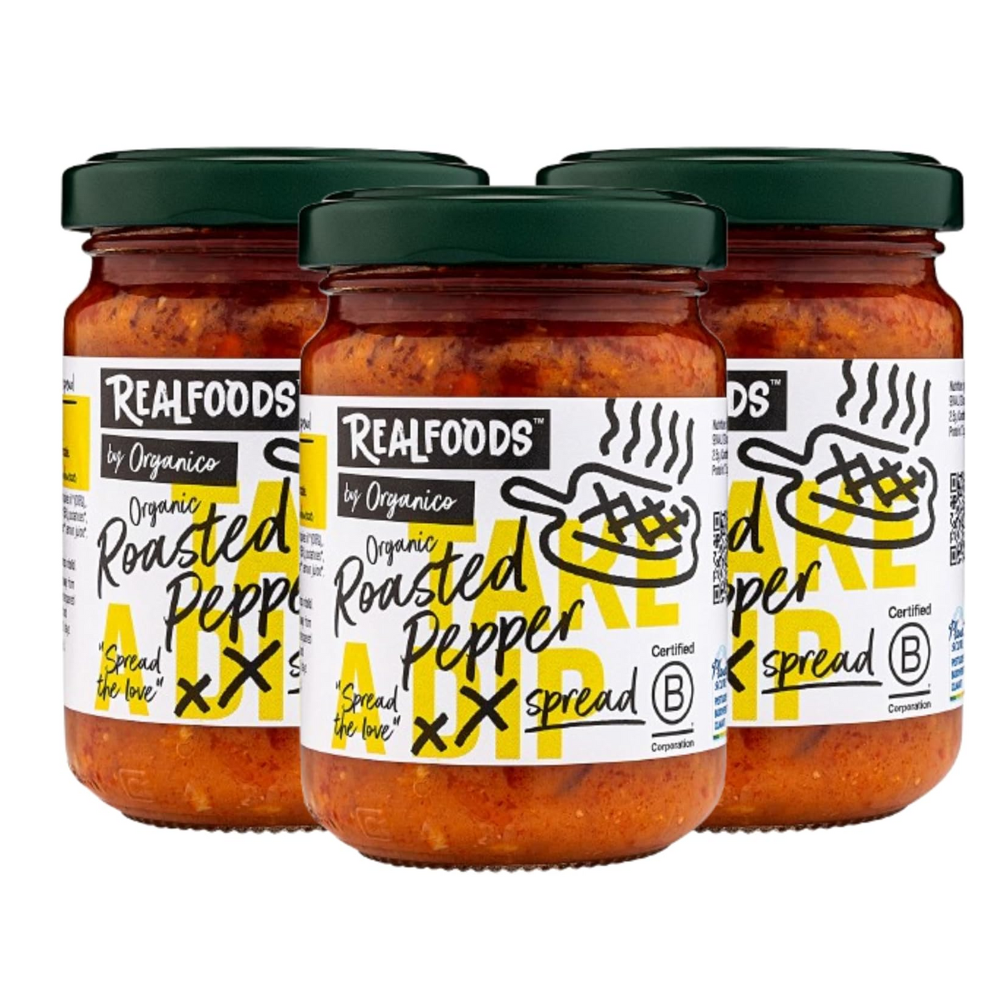 Realfoods by Organico | Organic Roasted Pepper Spread, 140g (Pack of 3)