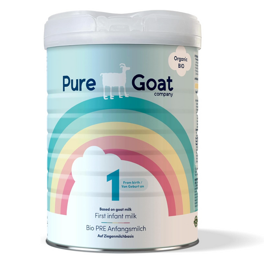 Pure Goat Company Organic Infant Formula Stage 1 (0–6 Months) | Made with Full-Cream Goat’s Milk | GOS Fibres, DHA & ARA | Palm Oil & Soy Free | Organic Certified Baby Milk Powder – 800g