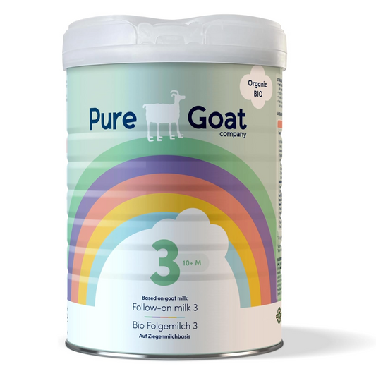 Pure Goat Company Organic Follow-On Formula Stage 3 (10+ Months) | Full-Cream Goat’s Milk, GOS Fibres, DHA | Palm Oil & Soy Free | Organic Growing-Up Milk Powder – 800g
