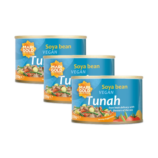 Marigold Vegan Tunah Soya Bean Tuna Alternative | High Protein, Ready to Eat, Plant-Based, 170g (Pack of 3)