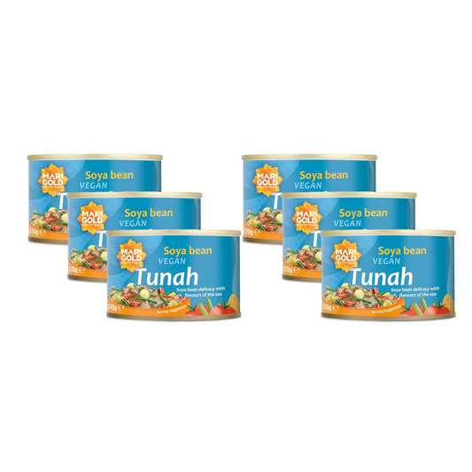 Marigold Vegan Tunah Soya Bean Tuna Alternative | High Protein, Ready to Eat, Plant-Based, 170g (Pack of 6)
