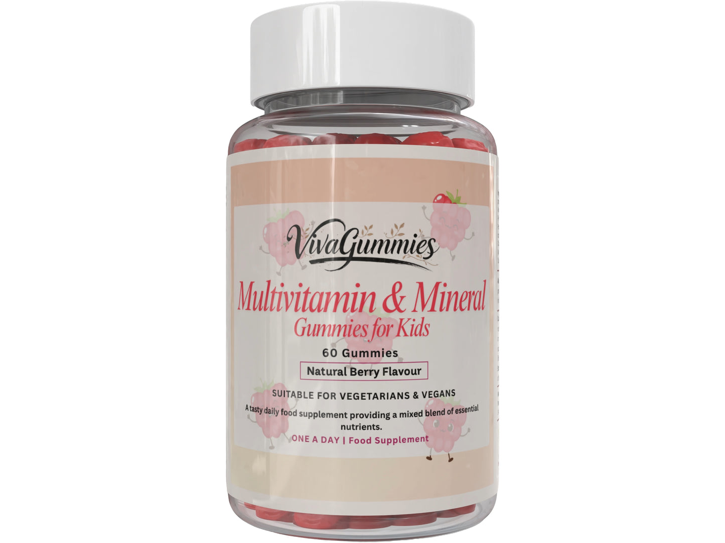 VivaGummies Kids Multivitamin & Mineral Gummies ÃÂ¢ÃÂÃÂ Natural Berry Flavour ÃÂ¢ÃÂÃÂ with Vitamins A, B Complex, C, D, E, Biotin, Zinc ÃÂ¢ÃÂÃÂ No Artificial Colours ÃÂ¢ÃÂÃÂ Vegetarian & Vegan - 60 Gummies