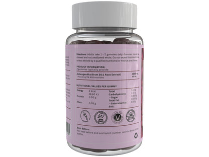 VivaGummies Ashwagandha Gummies 600mg High Strength With 5% Withanolides, Natural Raspberry Flavour | Energy, Mood & Stress Support | Vegan, Gluten-Free, Non-GMO | 60 Chewable Gummies