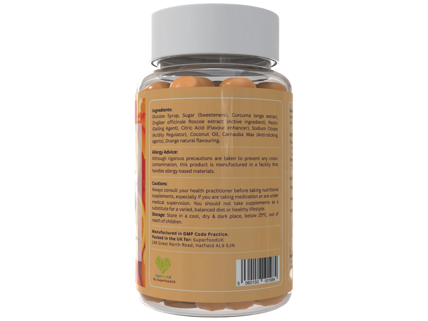 VivaGummies Turmeric & Ginger Gummies, High Strength Turmeric with Ginger, Natural Orange Flavour, Antioxidant & Wellness Support, Vegan, Non-GMO, 60 Gummies