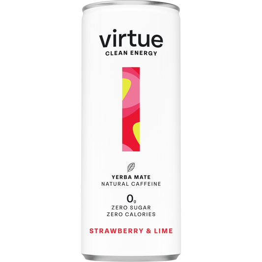 Virtue Drinks Yerba Mate (Clean Energy Drink) - Strawberry & Lime 250ml (Pack of 12)