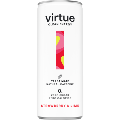 Virtue Drinks Yerba Mate (Clean Energy Drink) - Strawberry & Lime 250ml (Pack of 12)