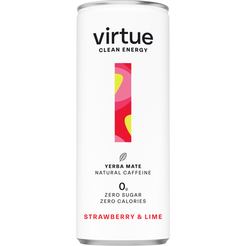 Virtue Drinks Yerba Mate (Clean Energy Drink) - Strawberry & Lime 250ml (Pack of 12)