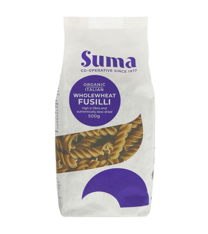 Suma Organic Wholewheat Fusilli Pasta 500g (Pack of 12)