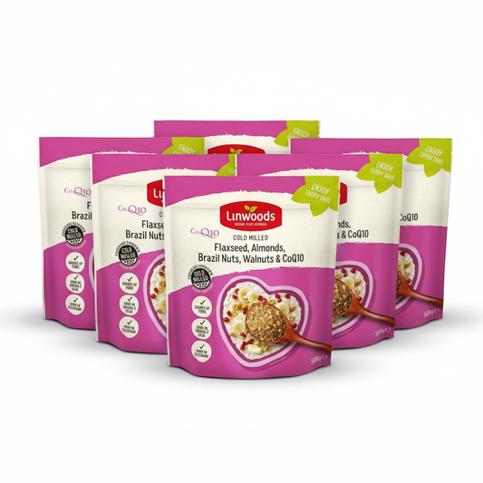 Linwoods Milled Flaxseed, Almonds, Brazil Nuts, Walnuts and Co-q10 360g (Pack of 6)