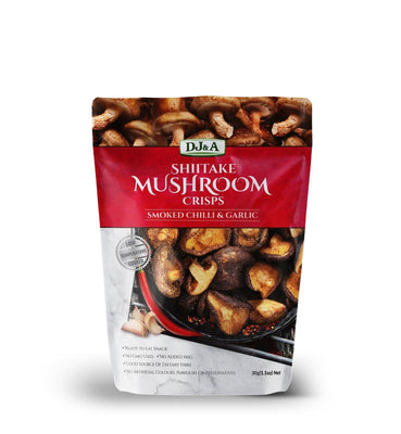 Dj&A Shiitake Mushroom Crisps Smoked Chilli & Garlic 25g (Pack of 12)