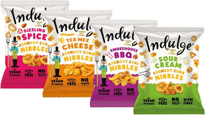 Indulge - Crunchy Corn Nibbles - Variety flavour - Gluten Free, Nut Free, Low Salt, Vegan- 20g x 8 bags