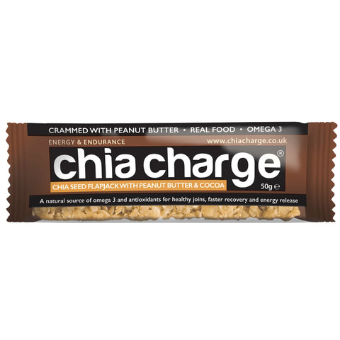 Chia Charge Peanut Butter, Cocoa & Chia Seed Flapjack 50g (Pack of 12)