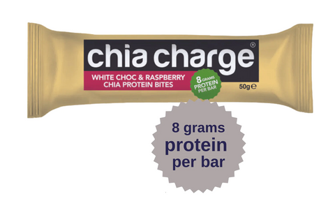 Chia Charge Protein Bite White Chocolate & Raspberry 50g (Pack of 12)