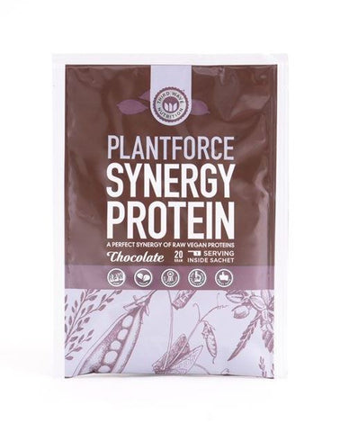Plantforce Synergy Protein Chocolate- Raw Vegan Proteins - 10 x 20g Satchets