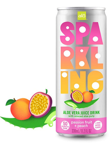 ALO Sparkling with Passion Fruit & Peach Juice 330ml (Pack of 12)