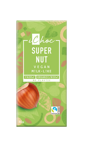 iChoc Super Nut Vegan Chocolate Bar Organic 80g (Pack of 10)
