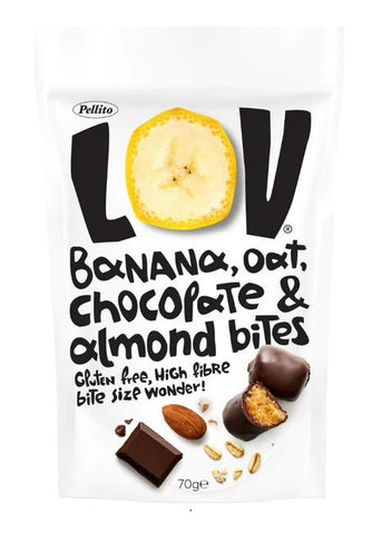 Pellito LOV Banana Chocolate & Almond Bites 70g (Pack of 8)