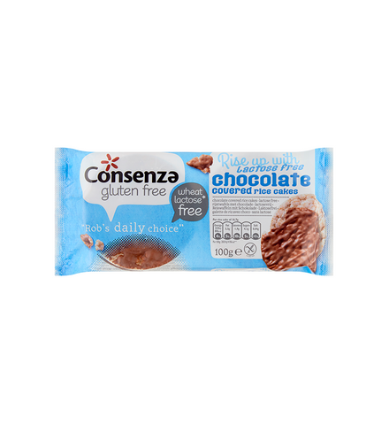 Consenza Rice Cakes Milk Chocolate Lactose-Free 100g (Pack of 12)