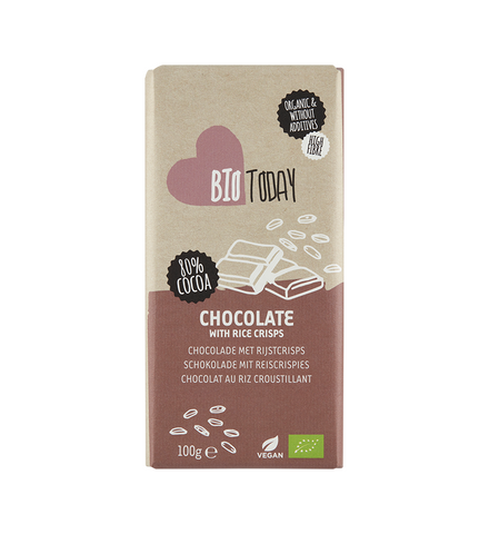 Biotoday Chocolate With Rice Crisps Organic 100g (Pack of 12)