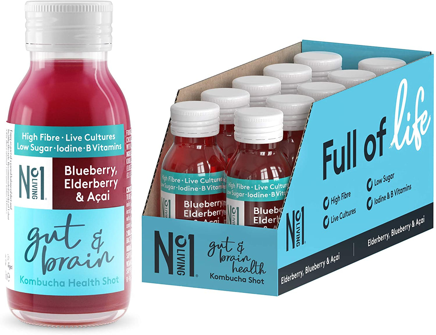 No.1 Living Gut & Brain Kombucha Shot 60ml (Pack of 10)