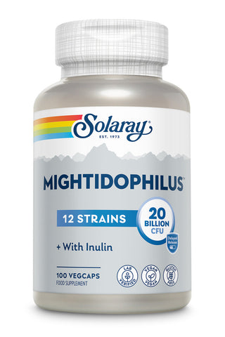 Solaray Mightidophilus 12 Strains 20 Billion CFU with Inulin - Lab Verified - Vegan - Gluten Free - 100 VegCaps