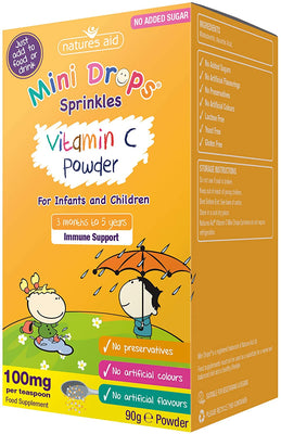 Natures Aid Mini Drops Sprinkles Vitamin C Powder for Infants & Children 90g